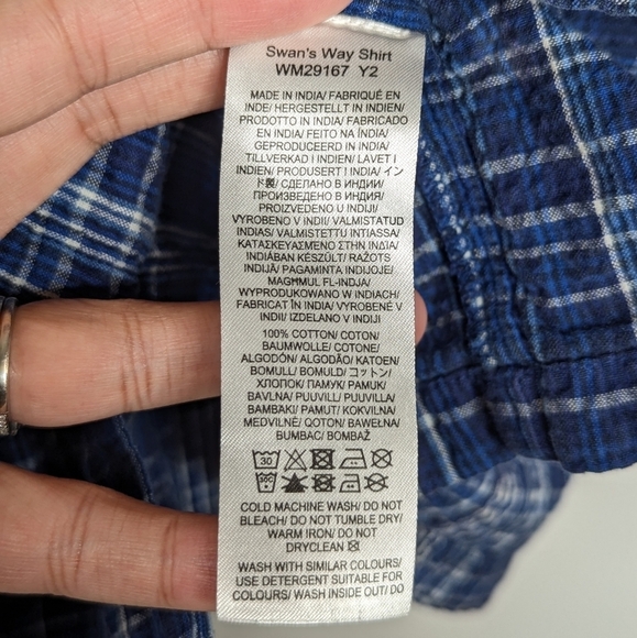 Seasalt Cornwall Swan's Way Peplum Button Down Cotton Shirt Blue UK 14 US 10 - Picture 5 of 6